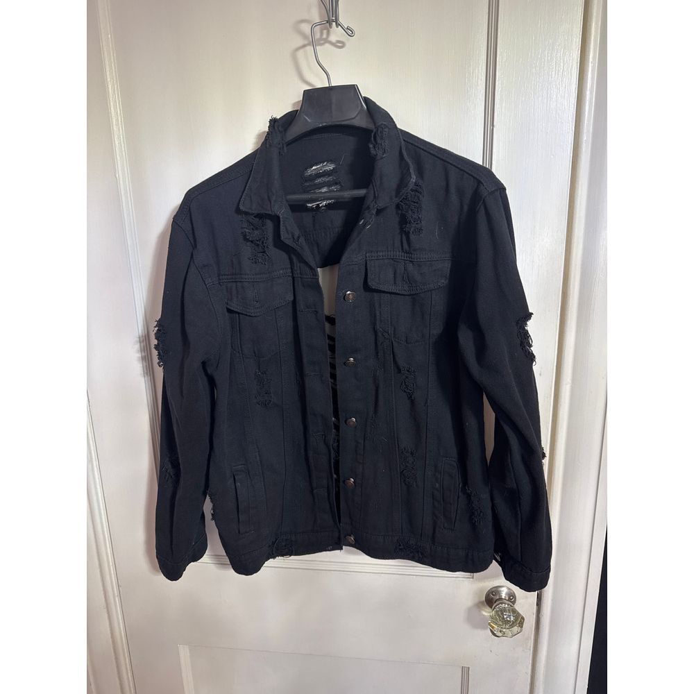 Distressed black‎ Denim Jacket